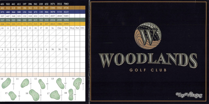 Woodlands Golf Course The Villages back nine yardages and course logo