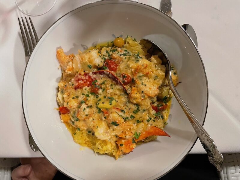 Lobster and shrimp sachettoni Alfredo at The Rose Plantation restaurant