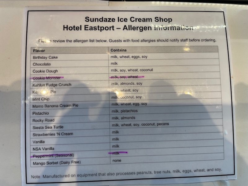 sundaze allergen menu
