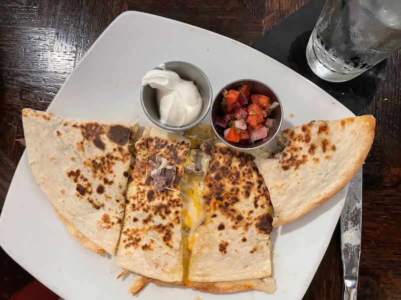 Steak quesadilla served for lunch at Havana Country Club